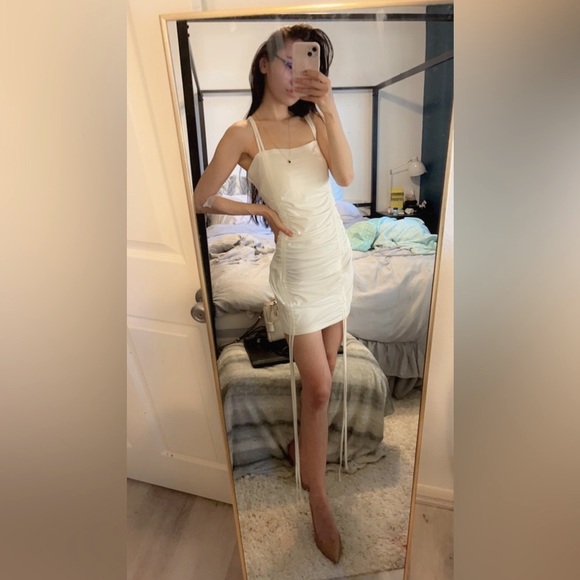 SheIn White Drawstring Rushed Dress - Picture 5 of 14